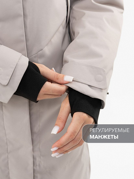  куртка-парка утепленная удлиненная женская "элиста" (бежевый) 