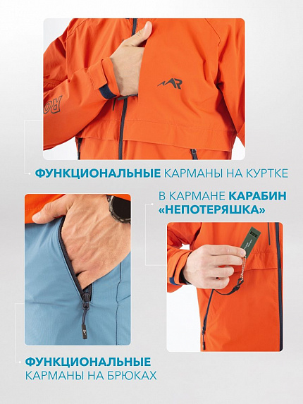  костюм летний softshell с пропиткой "кедровый" на молнии (светло-синий/терракот) 