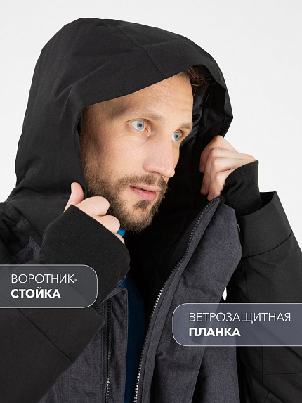  куртка-парка "тонай" (серый меланж/черный) 